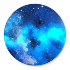 Коврик круглый с принтом Космический свет в Тюмени, резина и полиэстер | круглая форма, изображение наносится на всю лицевую часть | синий