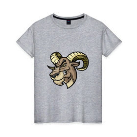 Женская футболка хлопок с принтом Овен в Тюмени, 100% хлопок | прямой крой, круглый вырез горловины, длина до линии бедер, слегка спущенное плечо | баран | босс | животное | монстр | овен