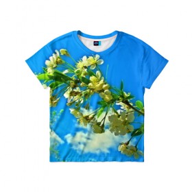 Детская футболка 3D с принтом Вишня в Тюмени, 100% гипоаллергенный полиэфир | прямой крой, круглый вырез горловины, длина до линии бедер, чуть спущенное плечо, ткань немного тянется | 3d | весна | другие | красивые цветы | лето | поле | полевой цветок | прикольные | природа | текстуры | цветочки | цветы