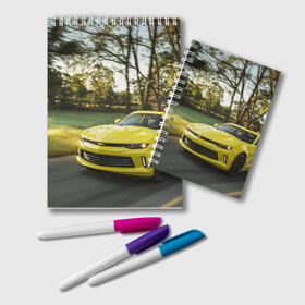 Блокнот с принтом Chevrolet Camaro в Тюмени, 100% бумага | 48 листов, плотность листов — 60 г/м2, плотность картонной обложки — 250 г/м2. Листы скреплены удобной пружинной спиралью. Цвет линий — светло-серый
 | Тематика изображения на принте: chevrolet | авто | автомобиль | блатная | иномарка | красивая | крутая | логотип | марка | марка красивая | машина | пацанский таз | прикольная | седан | сша | тачила | тачка | шевроле | эмблема
