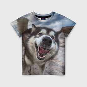 Детская футболка 3D с принтом Smile в Тюмени, 100% гипоаллергенный полиэфир | прямой крой, круглый вырез горловины, длина до линии бедер, чуть спущенное плечо, ткань немного тянется | dog | лабрадор | мопс | пес | собака | такса | хаски | щеночек