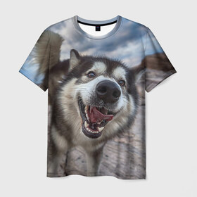 Мужская футболка 3D с принтом Smile в Тюмени, 100% полиэфир | прямой крой, круглый вырез горловины, длина до линии бедер | dog | лабрадор | мопс | пес | собака | такса | хаски | щеночек