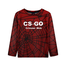Детский лонгслив 3D с принтом CS:GO Crimson Web в Тюмени, 100% полиэстер | длинные рукава, круглый вырез горловины, полуприлегающий силуэт
 | 3d | awp | counter strike | crimson web | game | skin | авп | игры | линии | прикольные | скин | текстуры