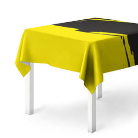 Скатерть 3D с принтом Чёрно-жёлтый в Тюмени, 100% полиэстер (ткань не мнется и не растягивается) | Размер: 150*150 см | Тематика изображения на принте: краски | мазок