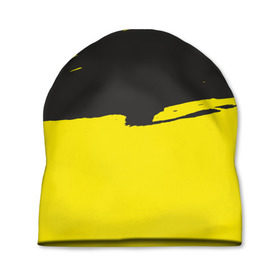Шапка 3D с принтом Чёрно-жёлтый в Тюмени, 100% полиэстер | универсальный размер, печать по всей поверхности изделия | Тематика изображения на принте: краски | мазок