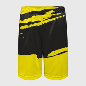 Детские спортивные шорты 3D с принтом Чёрно-жёлтый в Тюмени,  100% полиэстер
 | пояс оформлен широкой мягкой резинкой, ткань тянется
 | краски | мазок