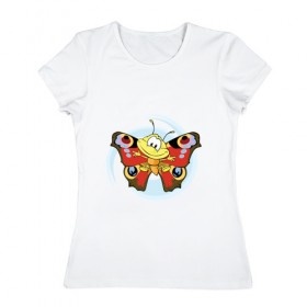Женская футболка хлопок с принтом Бабочка в Тюмени, 100% хлопок | прямой крой, круглый вырез горловины, длина до линии бедер, слегка спущенное плечо | бабочка | лето | мотылек