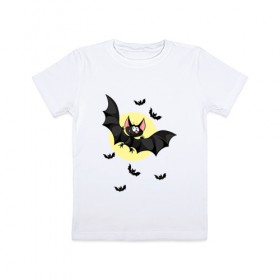Детская футболка хлопок с принтом Мышка в Тюмени, 100% хлопок | круглый вырез горловины, полуприлегающий силуэт, длина до линии бедер | вампир | дракула | лето | луна | монстр | мышка | мышь