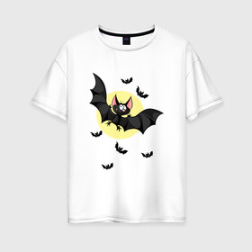 Женская футболка хлопок Oversize с принтом Мышка в Тюмени, 100% хлопок | свободный крой, круглый ворот, спущенный рукав, длина до линии бедер
 | вампир | дракула | лето | луна | монстр | мышка | мышь