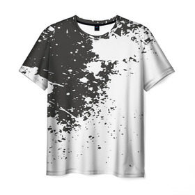 Мужская футболка 3D с принтом Чёрное-белое в Тюмени, 100% полиэфир | прямой крой, круглый вырез горловины, длина до линии бедер | Тематика изображения на принте: гранж | краска | пятна