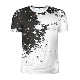 Мужская футболка 3D спортивная с принтом Чёрное-белое в Тюмени, 100% полиэстер с улучшенными характеристиками | приталенный силуэт, круглая горловина, широкие плечи, сужается к линии бедра | Тематика изображения на принте: гранж | краска | пятна