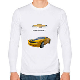 Мужской лонгслив хлопок с принтом Chevrolet Camaro в Тюмени, 100% хлопок |  | chevrolet | авто | автомобиль | блатная | иномарка | красивая | крутая | логотип | марка | марка красивая | машина | пацанский таз | прикольная | седан | сша | тачила | тачка | шевроле | эмблема