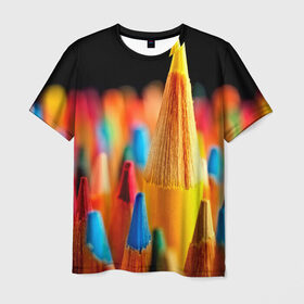 Мужская футболка 3D с принтом Настроение в Тюмени, 100% полиэфир | прямой крой, круглый вырез горловины, длина до линии бедер | 3d | карандаши | краска | краски | рисование | рисунок | текстура | цвета