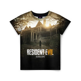Детская футболка 3D с принтом Resident Evil в Тюмени, 100% гипоаллергенный полиэфир | прямой крой, круглый вырез горловины, длина до линии бедер, чуть спущенное плечо, ткань немного тянется | horror | jovovich | milla | zombie | вирус | зло | зомби | йовович | милла | обитель | ужас