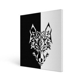 Холст квадратный с принтом Двуликий волк в Тюмени, 100% ПВХ |  | Тематика изображения на принте: монохромный | тату | черно белый