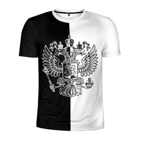 Мужская футболка 3D спортивная с принтом Черно-белый герб РФ в Тюмени, 100% полиэстер с улучшенными характеристиками | приталенный силуэт, круглая горловина, широкие плечи, сужается к линии бедра | russia | белый | герб | двуглавый орел | империя великая | красивая | моя страна | патриот | патриотизм | прикольная | российский | россия | русь | рф | символ | татуировка | флаг | черный