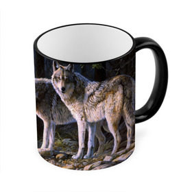 Кружка 3D с принтом Волки, картина маслом в Тюмени, керамика | ёмкость 330 мл | аука | бирюк | волк | волчара | волчица | волчок | глаза | животное | животные | зверь | зеленые | койот | лес | млекопитающее | природа | санитар леса | серый | уши | фауна | хищник | черный | шакал