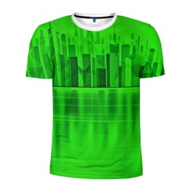 Мужская футболка 3D спортивная с принтом Polygon urban в Тюмени, 100% полиэстер с улучшенными характеристиками | приталенный силуэт, круглая горловина, широкие плечи, сужается к линии бедра | borough | burg | city | place | town | большой город | город | старинный город | центр деловой жизни города