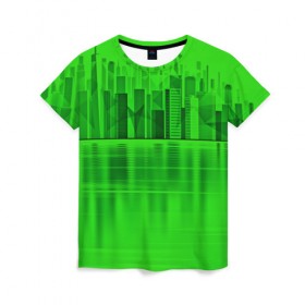 Женская футболка 3D с принтом Polygon urban в Тюмени, 100% полиэфир ( синтетическое хлопкоподобное полотно) | прямой крой, круглый вырез горловины, длина до линии бедер | borough | burg | city | place | town | большой город | город | старинный город | центр деловой жизни города