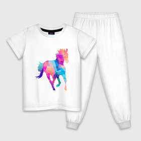 Детская пижама хлопок с принтом Poly в Тюмени, 100% хлопок |  брюки и футболка прямого кроя, без карманов, на брюках мягкая резинка на поясе и по низу штанин
 | жеребец | конь | лошадь | полигон | феррари