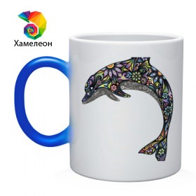 Кружка хамелеон с принтом Дельфин в Тюмени, керамика | меняет цвет при нагревании, емкость 330 мл | дельфин | животное