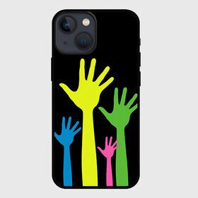Чехол для iPhone 13 mini с принтом Руки вверх в Тюмени,  |  | Тематика изображения на принте: светящиеся | флуоресцентный | флюр | флюровый