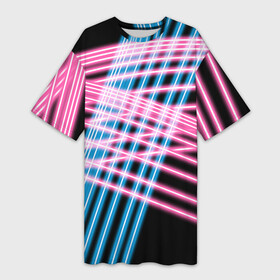 Платье-футболка 3D с принтом Неон в Тюмени,  |  | линии | полосы | светящиеся | флуоресцентный | флюр | флюровый