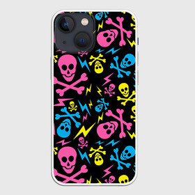 Чехол для iPhone 13 mini с принтом Не влезай   убьёт в Тюмени,  |  | кости | паттерн | светящиеся | флуоресцентный | флюр | флюровый | череп