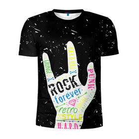 Мужская футболка 3D спортивная с принтом Рок форева! в Тюмени, 100% полиэстер с улучшенными характеристиками | приталенный силуэт, круглая горловина, широкие плечи, сужается к линии бедра | rock | навсегда | светящиеся | флуоресцентный | флюр | флюровый