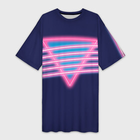 Платье-футболка 3D с принтом Неон в Тюмени,  |  | линии | полосы | светящиеся | треугольник | флуоресцентный | флюр | флюровый