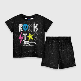 Детский костюм с шортами 3D с принтом Рождён быть рок звездой в Тюмени,  |  | музыка | рок | светящиеся | светящиеся краски | флуоресцентные краски | флюоресценция | флюр | флюро краска | флюро краски | флюро покрытие | флюро принты | флюро рисунки | флюровые краски