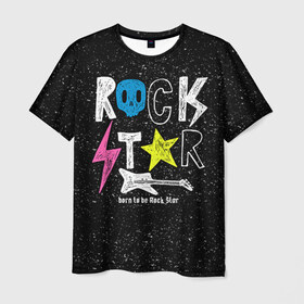 Мужская футболка 3D с принтом Рождён быть рок-звездой в Тюмени, 100% полиэфир | прямой крой, круглый вырез горловины, длина до линии бедер | музыка | рок | светящиеся | светящиеся краски | флуоресцентные краски | флюоресценция | флюр | флюро краска | флюро краски | флюро покрытие | флюро принты | флюро рисунки | флюровые краски