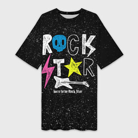 Платье-футболка 3D с принтом Рождён быть рок звездой в Тюмени,  |  | музыка | рок | светящиеся | светящиеся краски | флуоресцентные краски | флюоресценция | флюр | флюро краска | флюро краски | флюро покрытие | флюро принты | флюро рисунки | флюровые краски