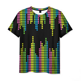 Мужская футболка 3D с принтом Эквалайзер в Тюмени, 100% полиэфир | прямой крой, круглый вырез горловины, длина до линии бедер | Тематика изображения на принте: equalizer | светящиеся | флуоресцентный | флюр | флюровый