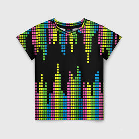 Детская футболка 3D с принтом Эквалайзер в Тюмени, 100% гипоаллергенный полиэфир | прямой крой, круглый вырез горловины, длина до линии бедер, чуть спущенное плечо, ткань немного тянется | Тематика изображения на принте: equalizer | светящиеся | флуоресцентный | флюр | флюровый