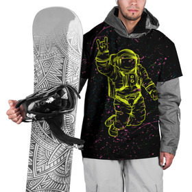 Накидка на куртку 3D с принтом Космический рок в Тюмени, 100% полиэстер |  | космонавт | светящиеся | скафандр | флуоресцентный | флюр | флюровый