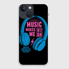 Чехол для iPhone 13 mini с принтом Музыка делает меня лучше в Тюмени,  |  | Тематика изображения на принте: music | наушники | светящиеся | флуоресцентный | флюр | флюровый