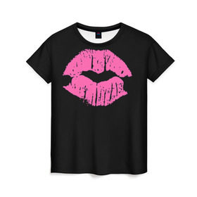 Женская футболка 3D с принтом Чмок в Тюмени, 100% полиэфир ( синтетическое хлопкоподобное полотно) | прямой крой, круглый вырез горловины, длина до линии бедер | губы | светящиеся | флуоресцентный | флюр | флюровый