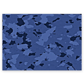 Поздравительная открытка с принтом Камуфляж ночь! в Тюмени, 100% бумага | плотность бумаги 280 г/м2, матовая, на обратной стороне линовка и место для марки
 | армейский | синий | темный
