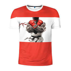Мужская футболка 3D спортивная с принтом Street Fighter в Тюмени, 100% полиэстер с улучшенными характеристиками | приталенный силуэт, круглая горловина, широкие плечи, сужается к линии бедра | Тематика изображения на принте: 