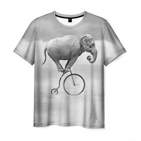 Мужская футболка 3D с принтом Hipster Bike в Тюмени, 100% полиэфир | прямой крой, круглый вырез горловины, длина до линии бедер | Тематика изображения на принте: elephant | hipster | индия | йога | слон | хипстер