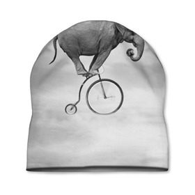 Шапка 3D с принтом Hipster Bike в Тюмени, 100% полиэстер | универсальный размер, печать по всей поверхности изделия | Тематика изображения на принте: elephant | hipster | индия | йога | слон | хипстер