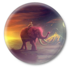 Значок с принтом Индия в Тюмени,  металл | круглая форма, металлическая застежка в виде булавки | elephant | hipster | индия | йога | слон | хипстер