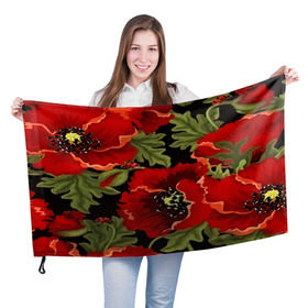 Флаг 3D с принтом Цветение мака в Тюмени, 100% полиэстер | плотность ткани — 95 г/м2, размер — 67 х 109 см. Принт наносится с одной стороны | Тематика изображения на принте: flower | красные | полевой цветок | природа | розы | текстуры | цветочки | цветы