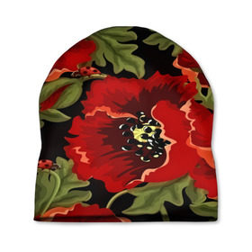 Шапка 3D с принтом Цветение мака в Тюмени, 100% полиэстер | универсальный размер, печать по всей поверхности изделия | flower | красные | полевой цветок | природа | розы | текстуры | цветочки | цветы