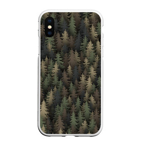 Чехол для iPhone XS Max матовый с принтом Лесной камуфляж в Тюмени, Силикон | Область печати: задняя сторона чехла, без боковых панелей | ёлка | ель | ельник | лес | милитари | охота | природа | хаки