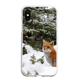 Чехол для iPhone XS Max матовый с принтом Лиса в зимнем лесу в Тюмени, Силикон | Область печати: задняя сторона чехла, без боковых панелей | Тематика изображения на принте: fox | животное | зверь | красивая | лес | лис | лиса | лисенок | лисица | лисичка | мех | патрикеевна | песец | плутовка | прикольная | природа | рыжая | рыжий цвет | сказка | хвост | хитрая | хищник