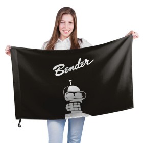 Флаг 3D с принтом Бендер в Тюмени, 100% полиэстер | плотность ткани — 95 г/м2, размер — 67 х 109 см. Принт наносится с одной стороны | bender | futurama | бендер | футурама