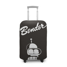 Чехол для чемодана 3D с принтом Бендер в Тюмени, 86% полиэфир, 14% спандекс | двустороннее нанесение принта, прорези для ручек и колес | bender | futurama | бендер | футурама