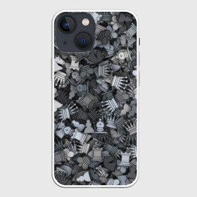 Чехол для iPhone 13 mini с принтом Шахматный камуфляж в Тюмени,  |  | Тематика изображения на принте: игры | конь | королева | король | ладья пешка | милитари | настолки | настольные | слон | ферзь | фигуры | шахматы